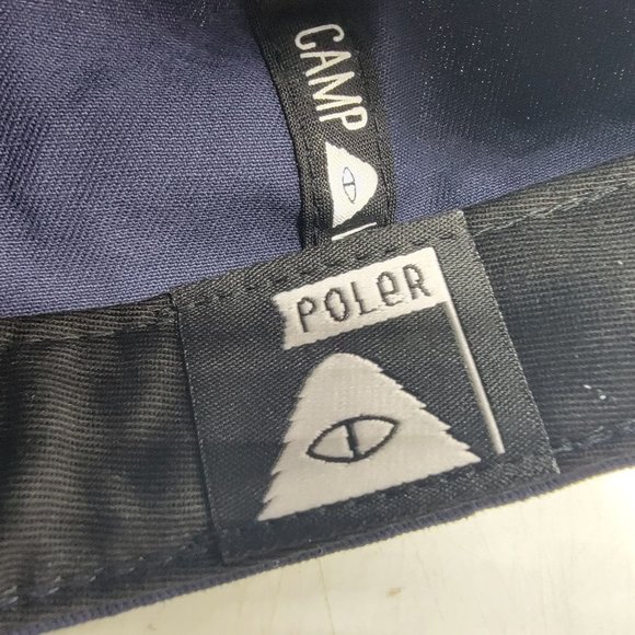 Poler Camp Vibes Big Bill Flopster Strapback Hat Blue Casual Hiking Outdoors - Picture 9 of 11